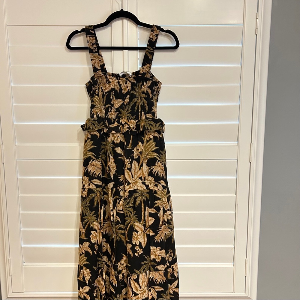 Seafolly Singapore Castaway Shirring Dress Black Tan Multi Size Large - Picture 9 of 9